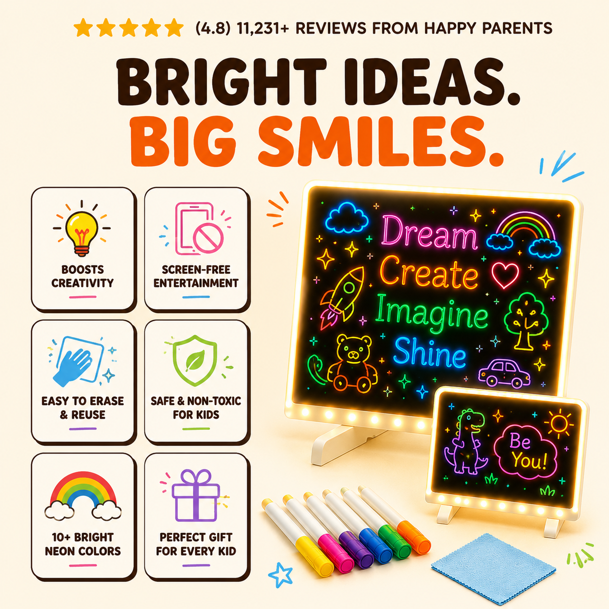 😍 ZOOPY Magic 3D Writing Board with Pen & Light ✨