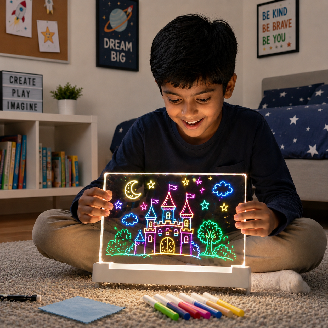 😍 ZOOPY Magic 3D Writing Board with Pen & Light ✨