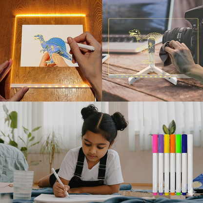😍 ZOOPY Magic 3D Writing Board with Pen & Light ✨