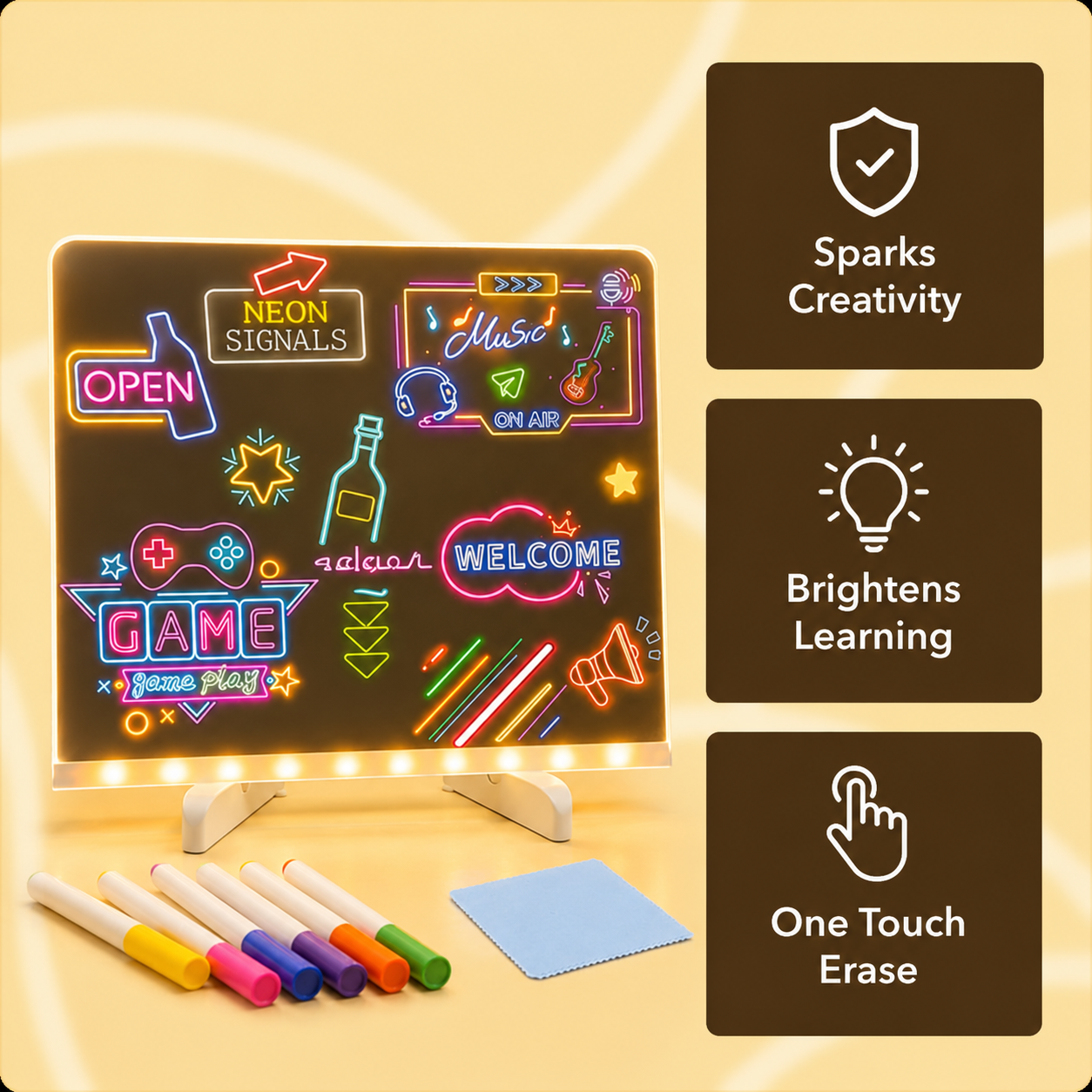 😍 ZOOPY Magic 3D Writing Board with Pen & Light ✨