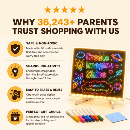 😍 ZOOPY Magic 3D Writing Board with Pen & Light ✨